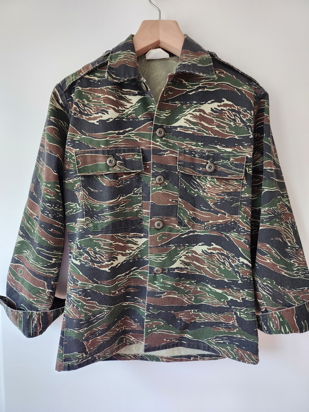 Womens Vintage Camo Shirt Jacket, Heavy Canvas- Camo